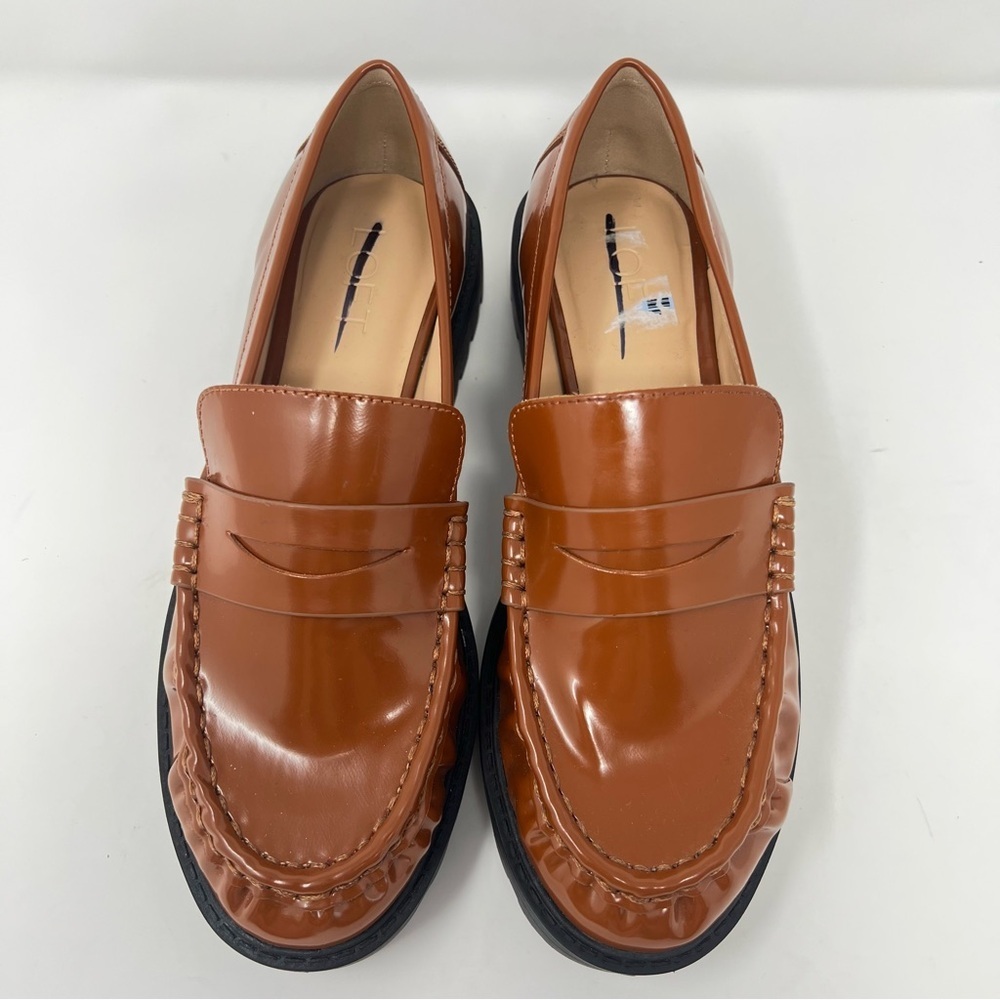 LOFT Women's Shiny Brown Loafers - Picture 5 of 9
